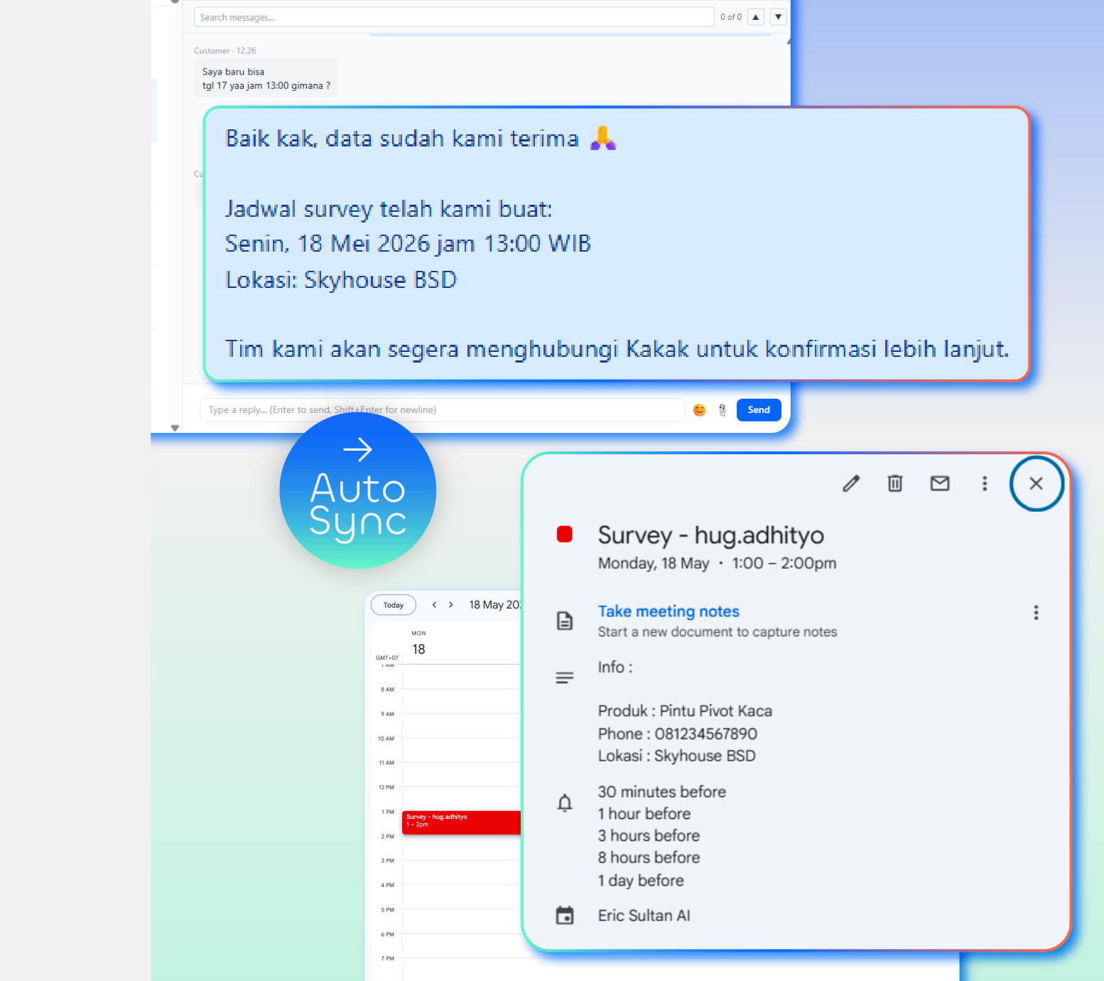 Auto booking & jadwal Sultan AI